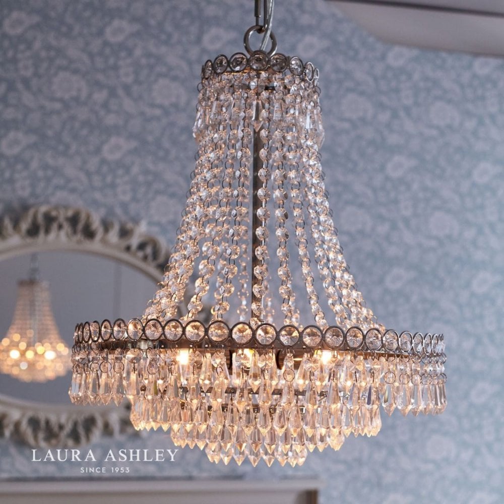 Enid Small 5 Light Crystal Chandelier in Polished Nickel