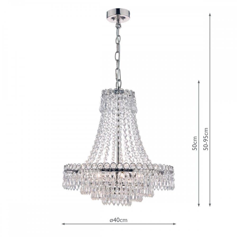 Enid Small 5 Light Crystal Chandelier in Polished Nickel