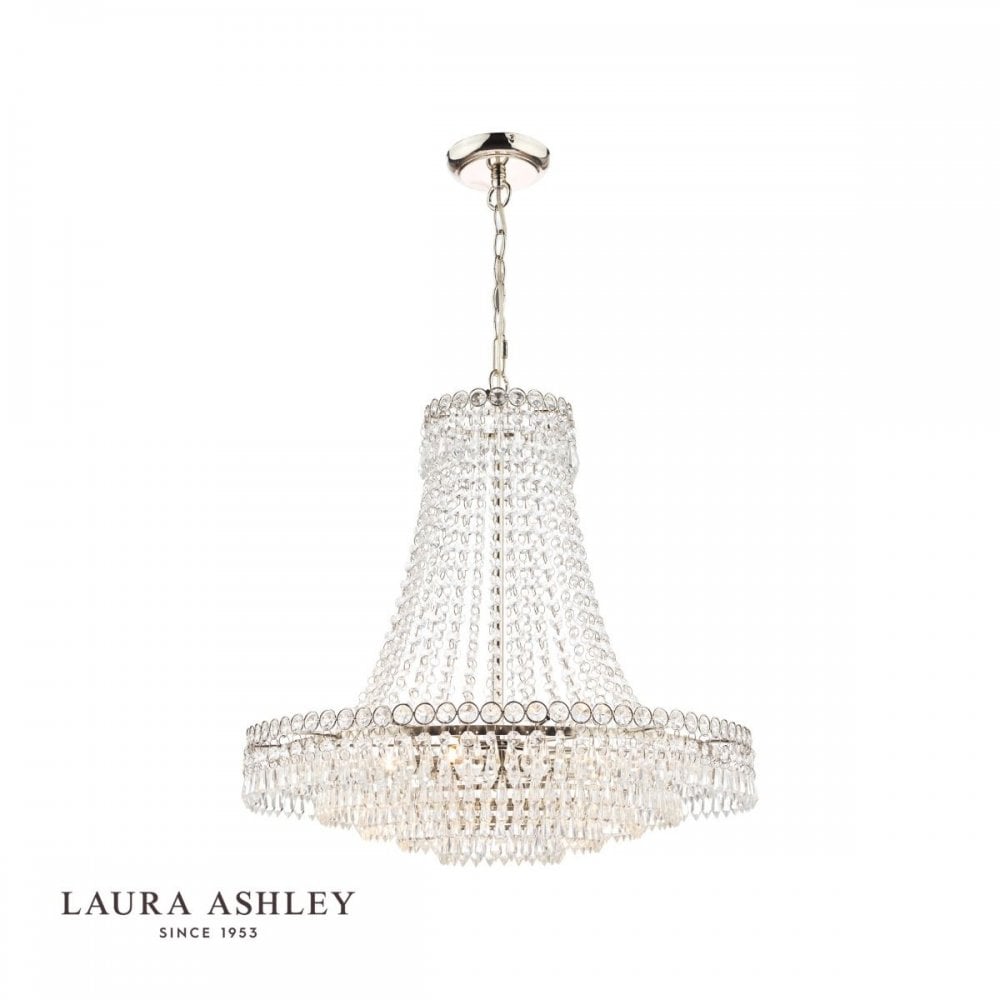 Enid Large 5 Light Crystal Chandelier in Polished Nickel