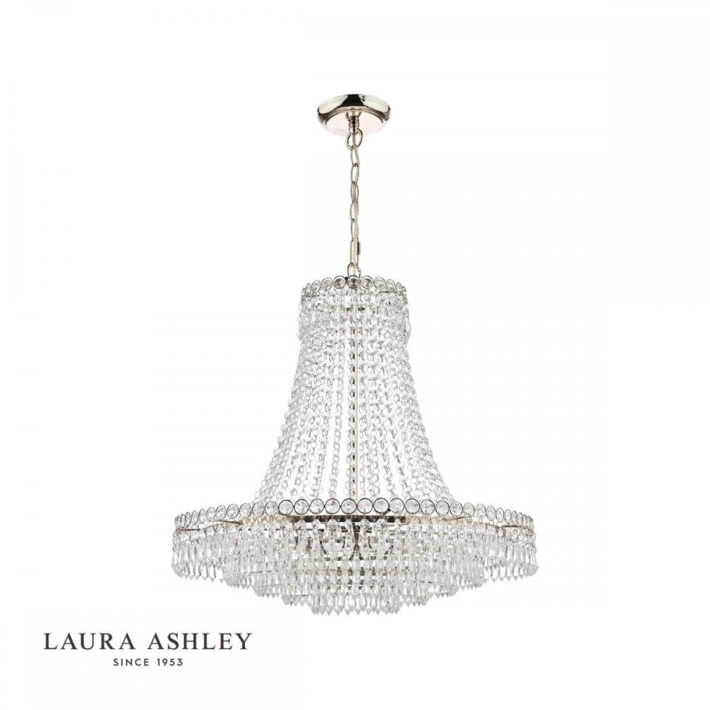 Enid Large 5 Light Crystal Chandelier in Polished Nickel