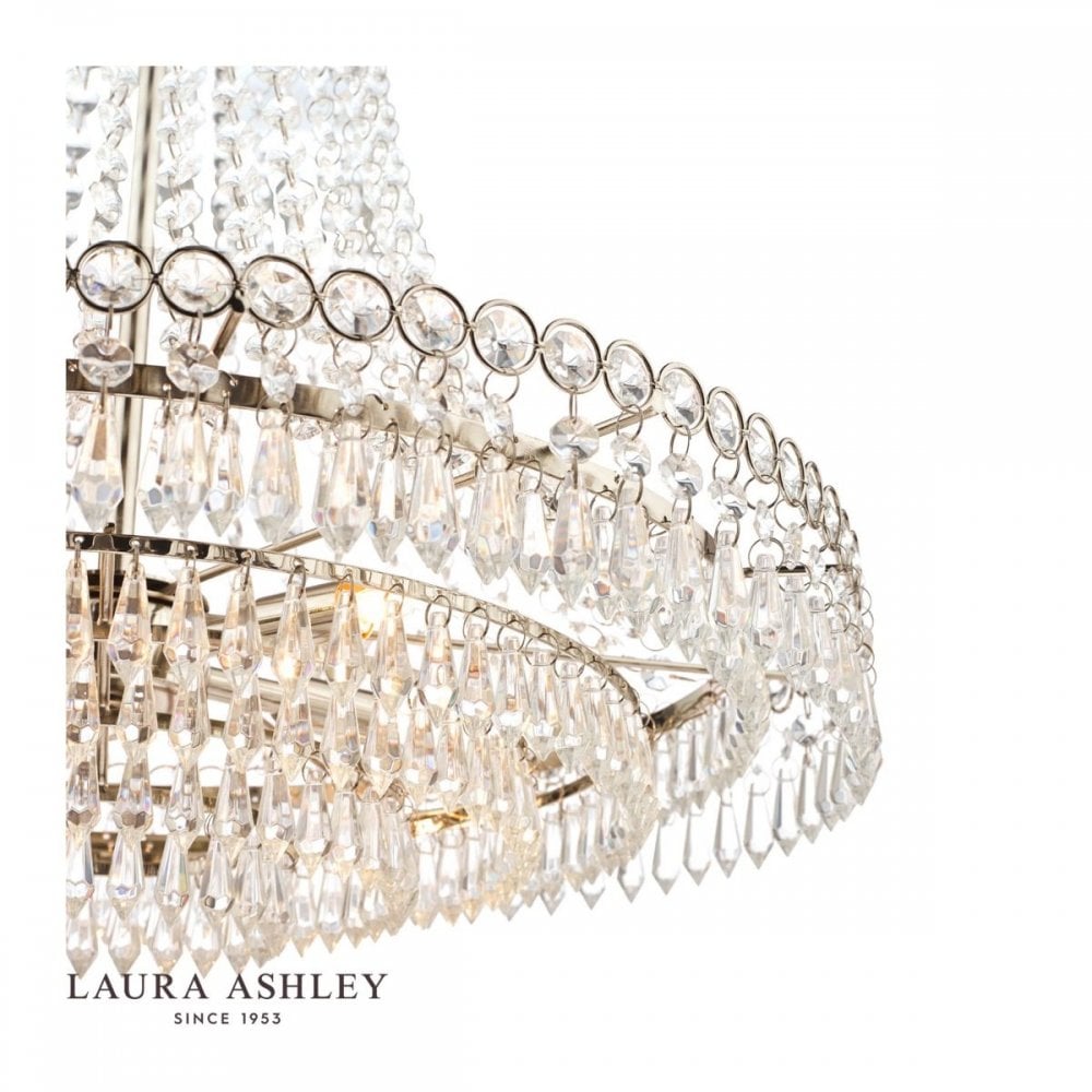 Enid Large 5 Light Crystal Chandelier in Polished Nickel