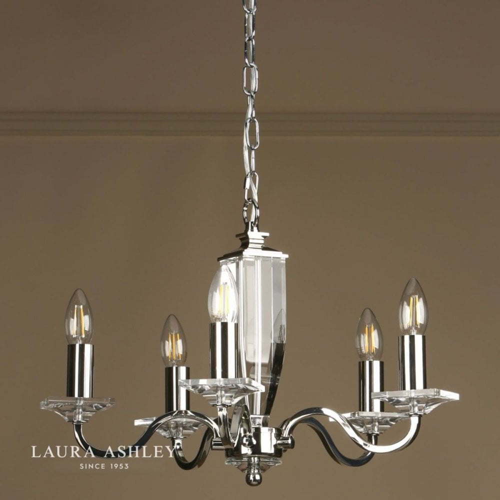Carson 5 light Chandelier in Polished Nickel