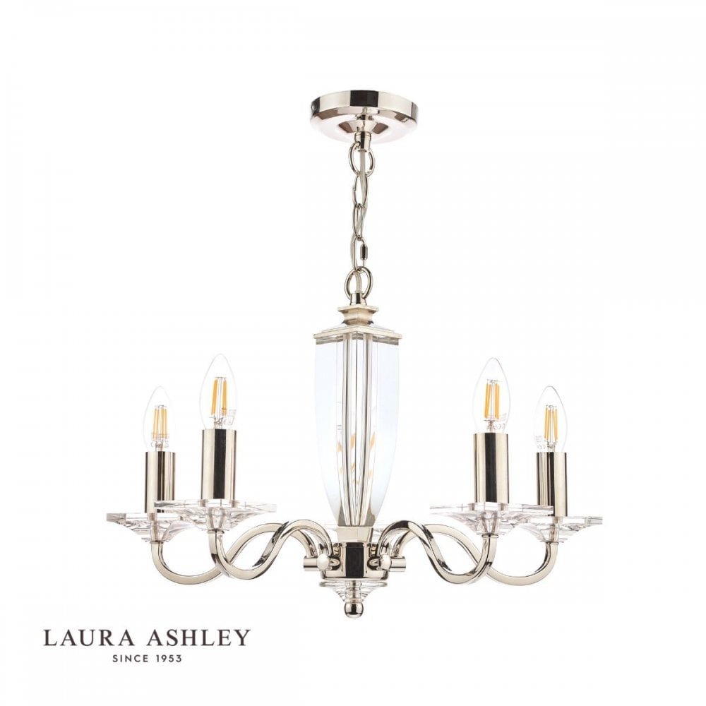 Carson 5 light Chandelier in Polished Nickel