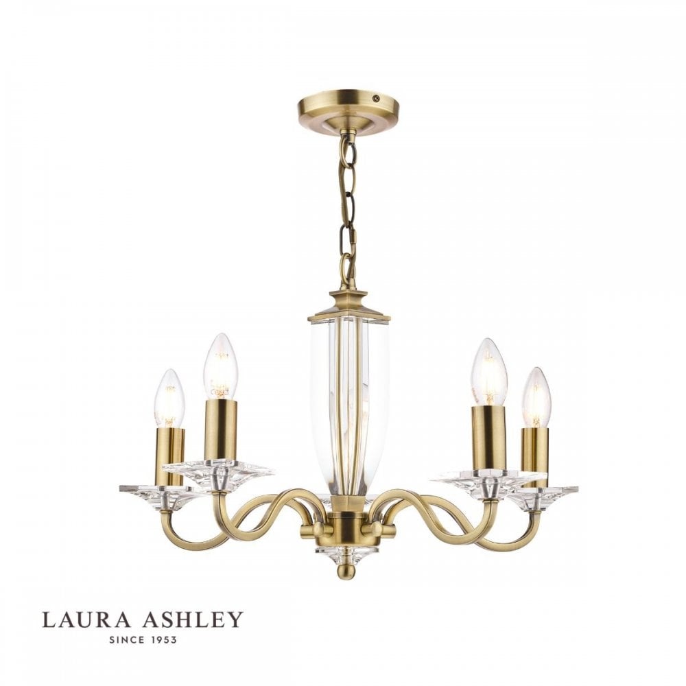 Carson 5 light Chandelier in Antique Brass