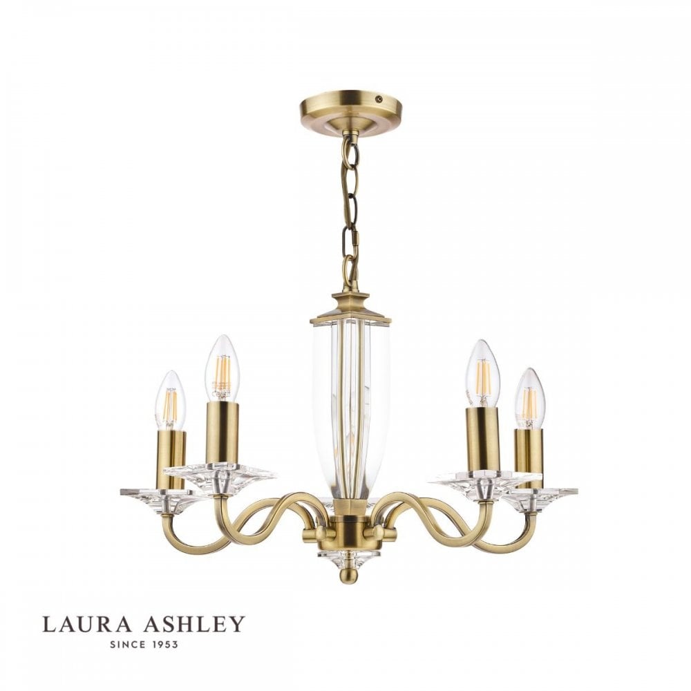 Carson 5 light Chandelier in Antique Brass