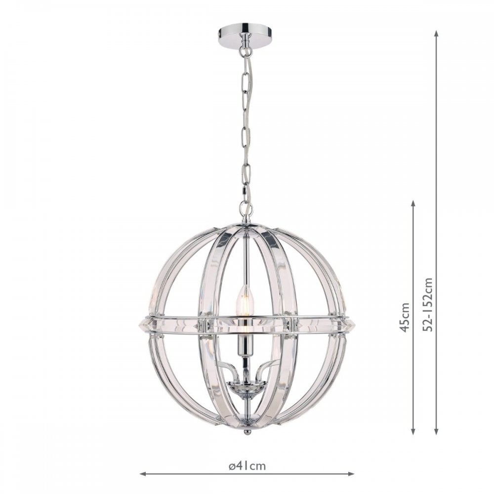 Aidan 3 Light Polished Chrome & Glass Pendant