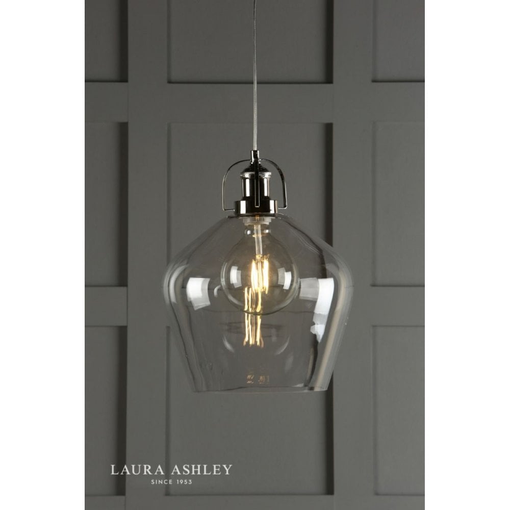 Rye Polished Nickel & Clear Glass Pendant