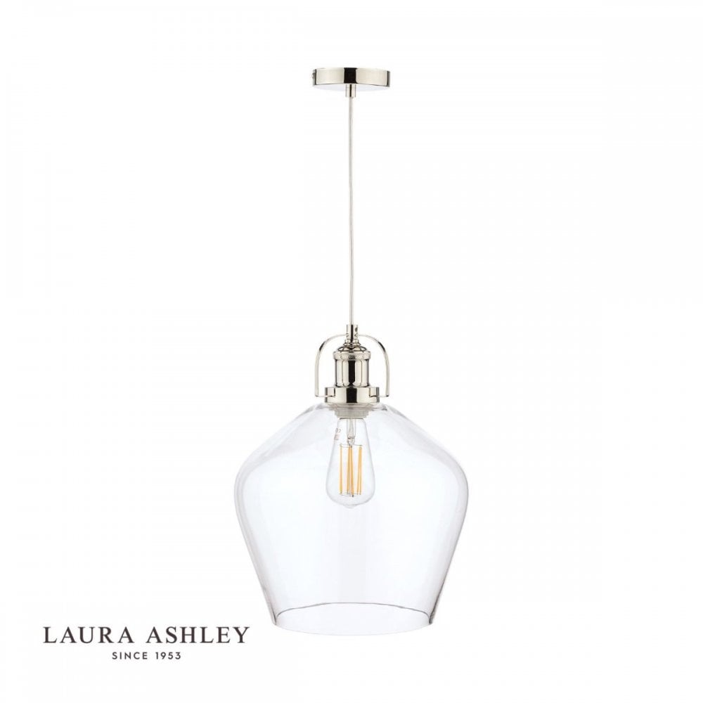 Rye Polished Nickel & Clear Glass Pendant