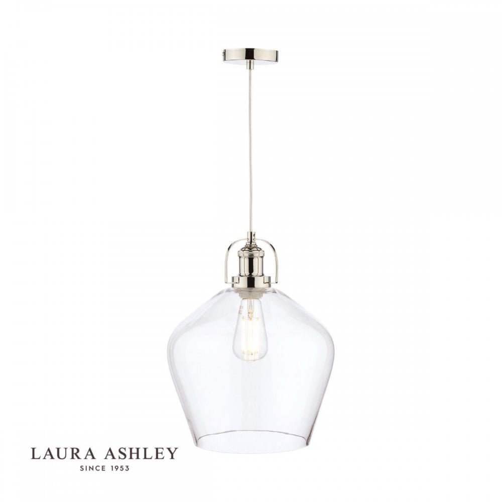 Rye Polished Nickel & Clear Glass Pendant