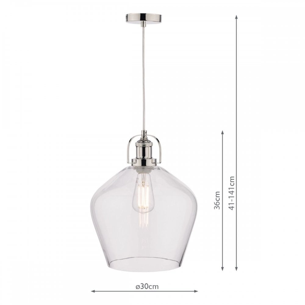 Rye Polished Nickel & Clear Glass Pendant