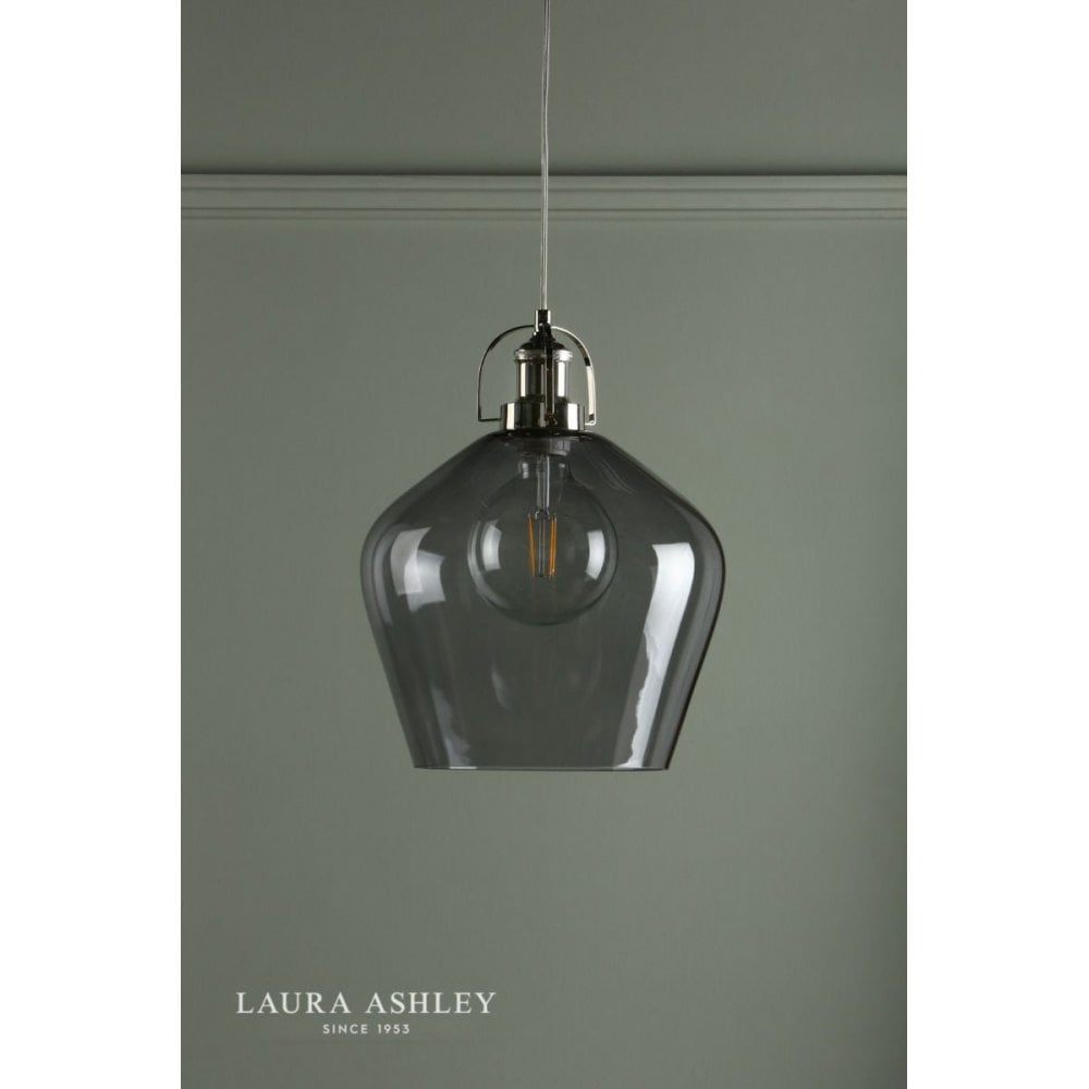 Rye Polished Nickel & Smoked Glass Pendant