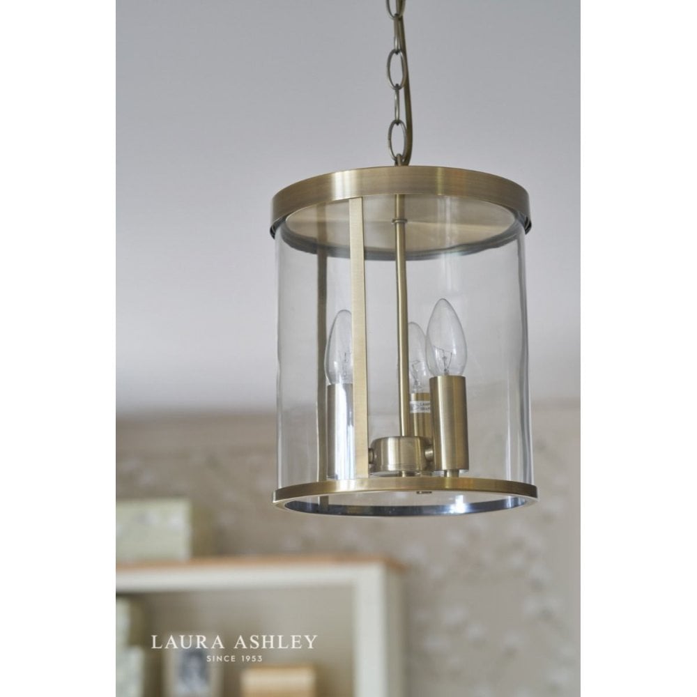 Selbourne 3 Light Antique Brass & Glass Lantern