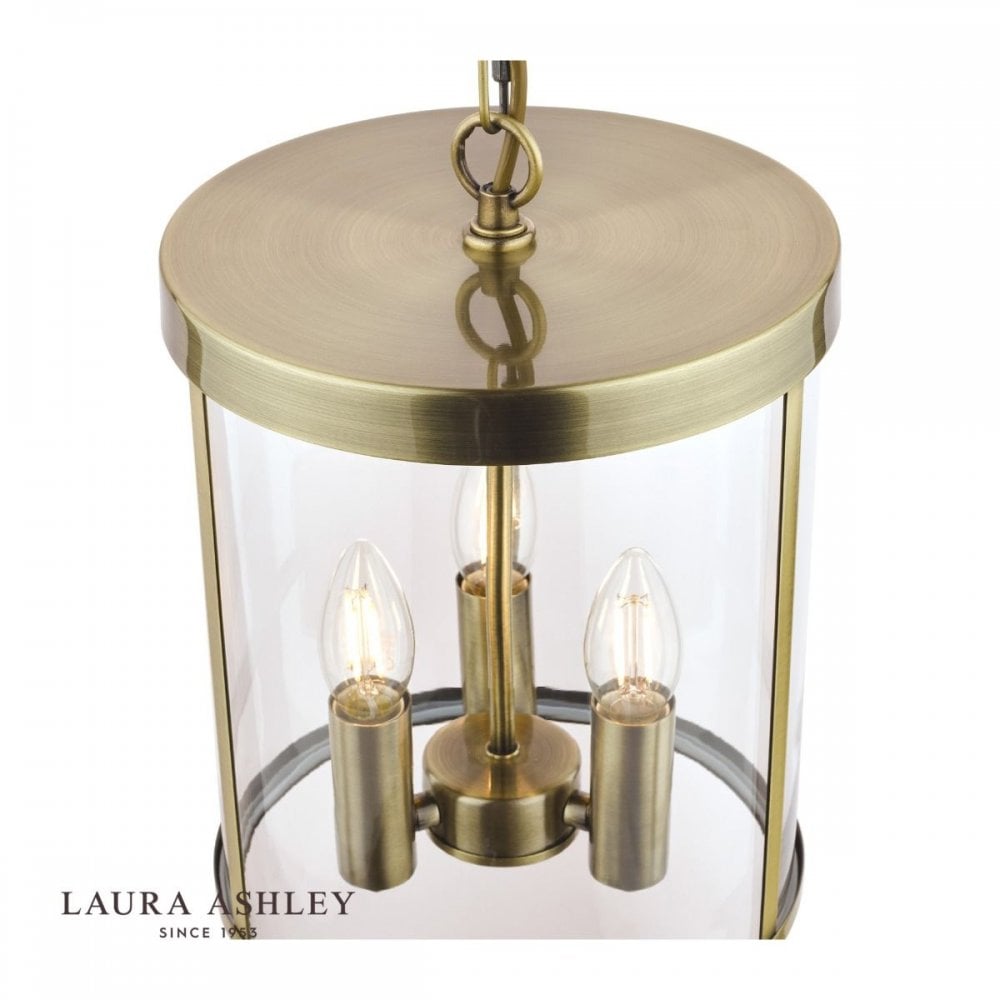 Selbourne 3 Light Antique Brass & Glass Lantern