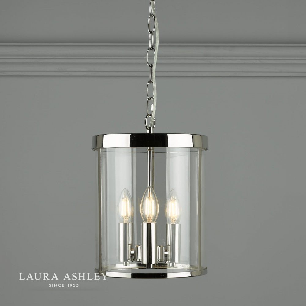 Selbourne 3 Light Polished Nickel & Glass Lantern