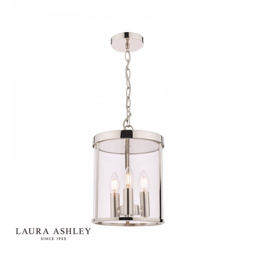 Selbourne 3 Light Polished Nickel & Glass Lantern