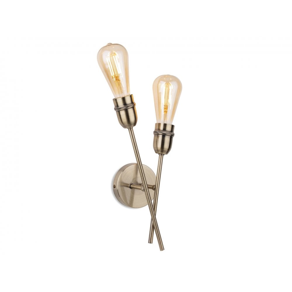 Leon 2lt Wall Light in Antique Brass