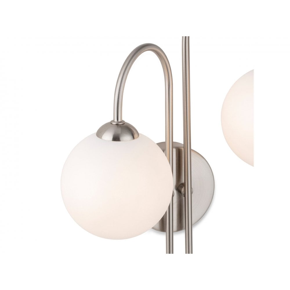Lyndon 2 Light Wall in Brushed Steel with Opal White Class