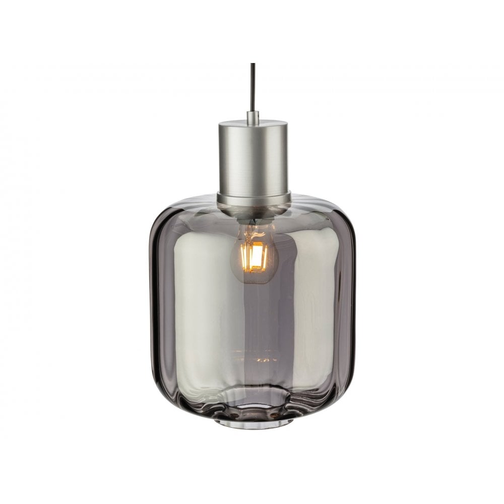 Eton Pendant Light in Aluminium with Smoked Glass