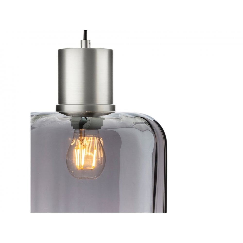 Eton Pendant Light in Aluminium with Smoked Glass