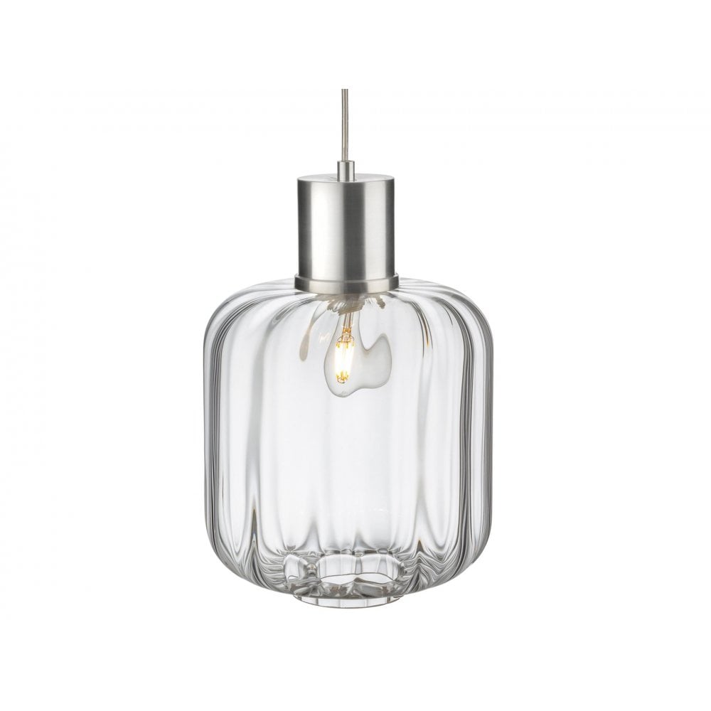 Eton Pendant Light in Aluminium with Clear Glass