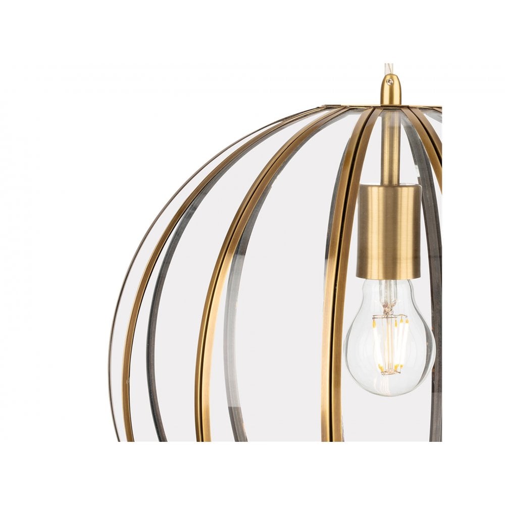 Lincoln Pendant Light in Antique Brass with Clear Glass Circular