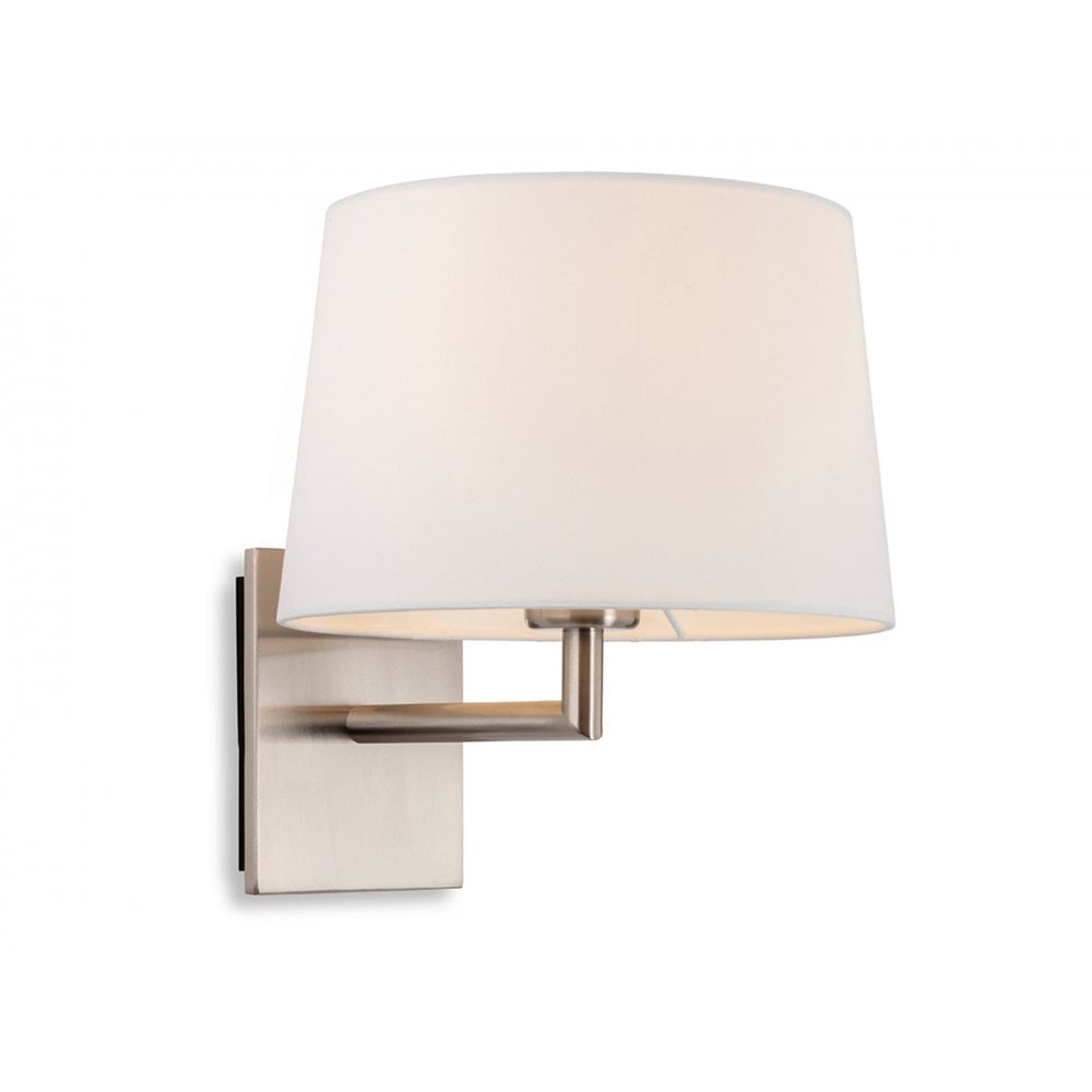 Grand Single Wall Light in Brushed Steel with Cream Shade