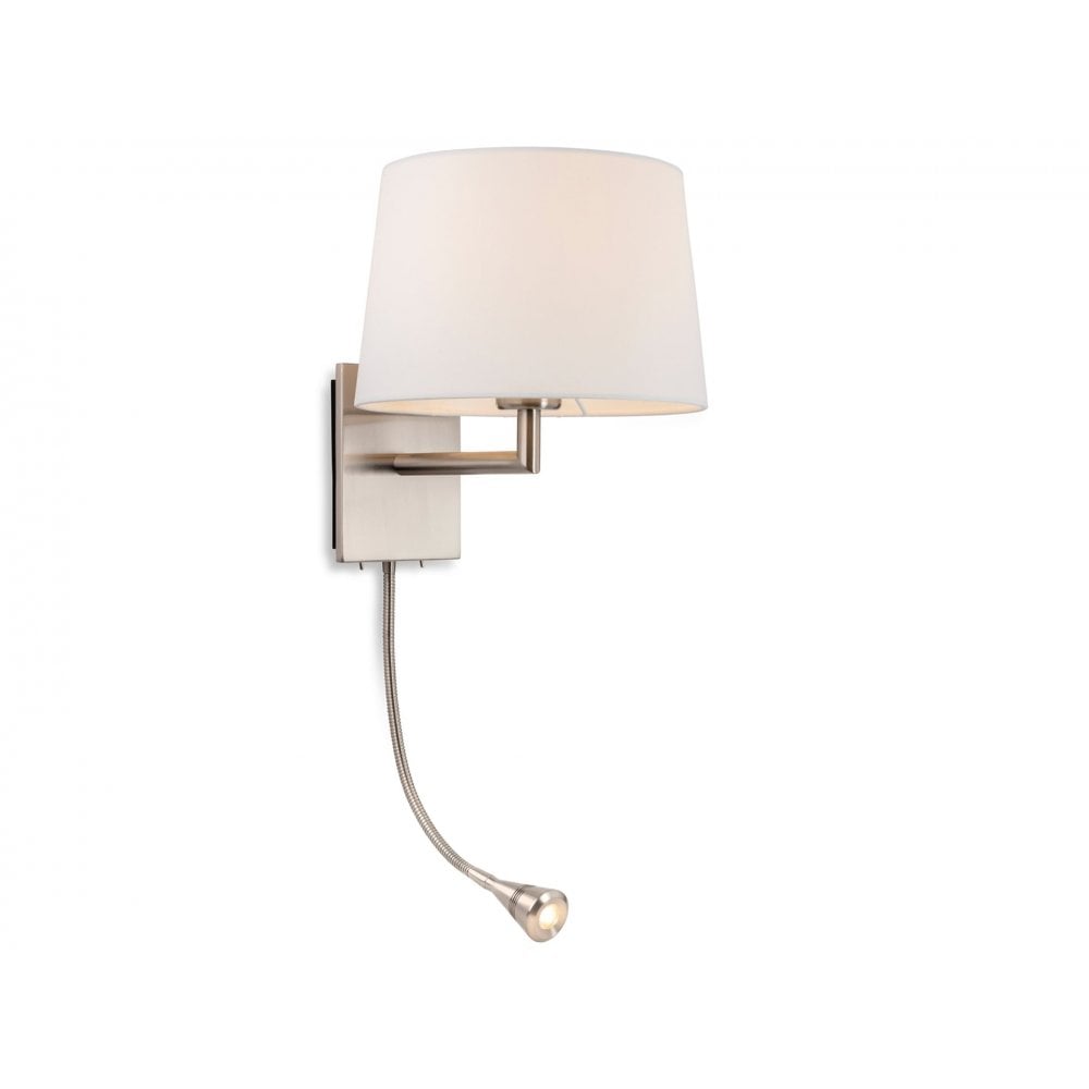 Grand 2 Light Wall Light in Brushed Steel with Cream Shade