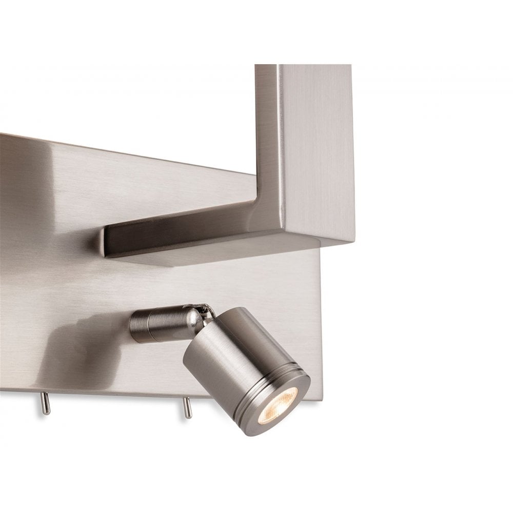 Webster 2 Light Wall Light in Brushed Steel with Cream Shade
