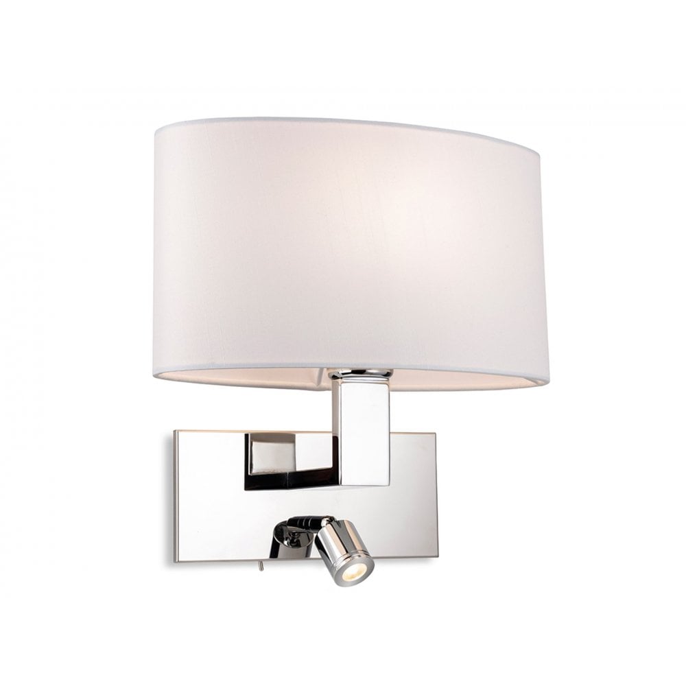 Webster 2 Light Wall Light in Chrome with Cream Shade