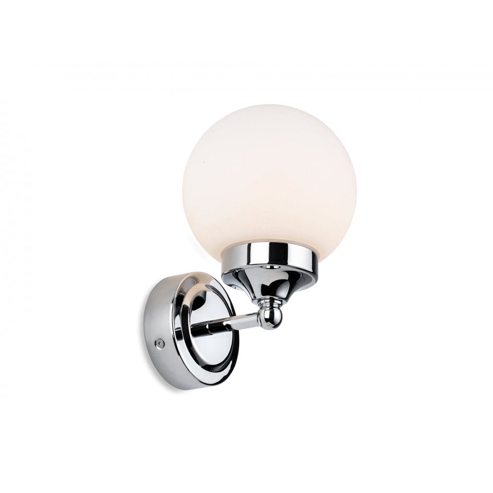 Louis Wall Light in Chrome with Opal White Glass