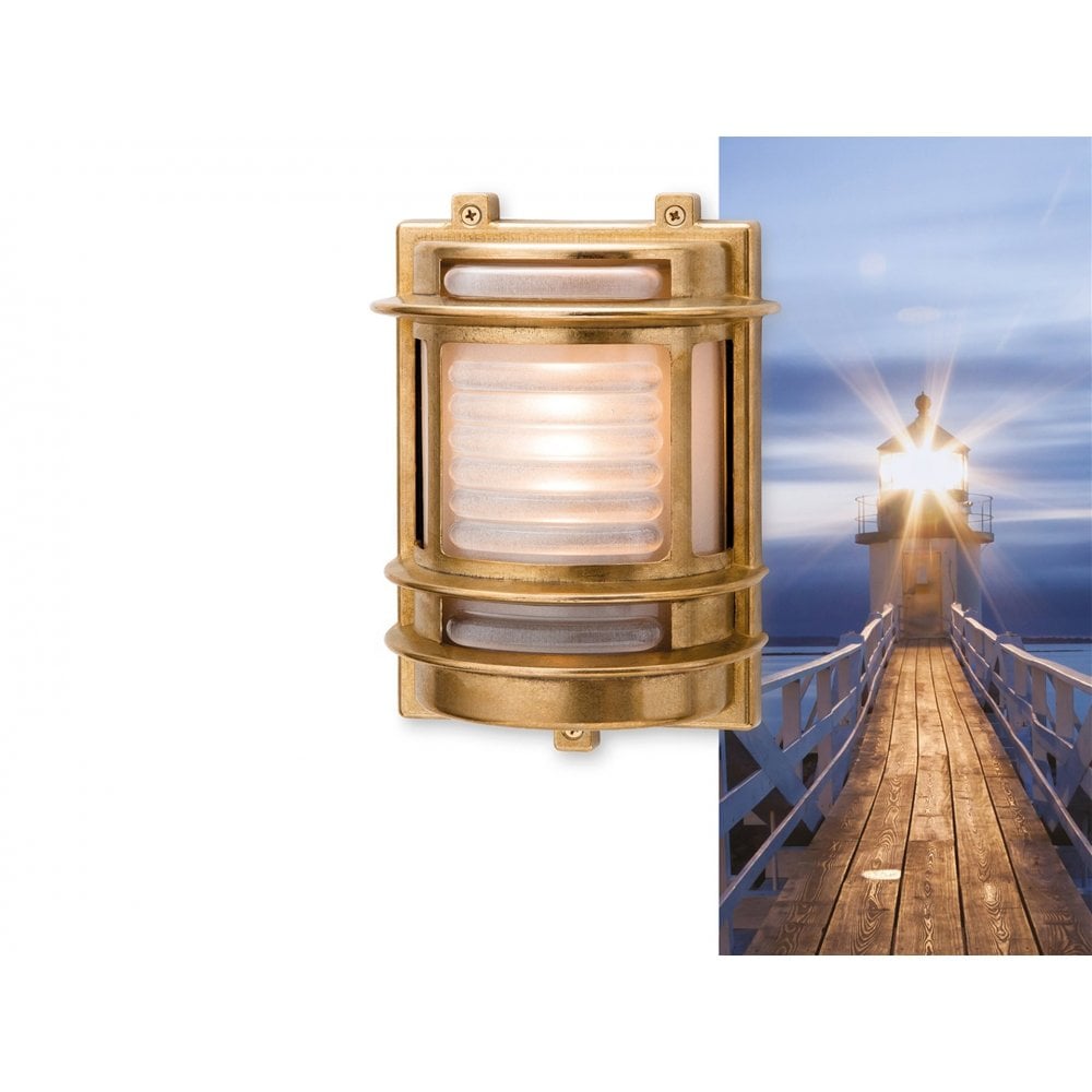 Nautic Wall Light in Brass with Frosted Glass