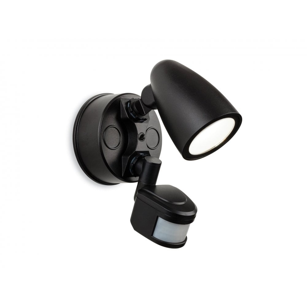 Security LED Single Wall Light with PIR in Black