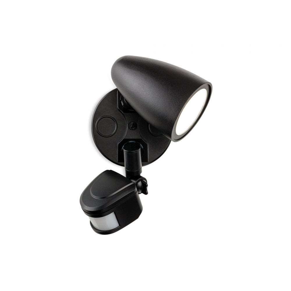 Security LED Single Wall Light with PIR in Black