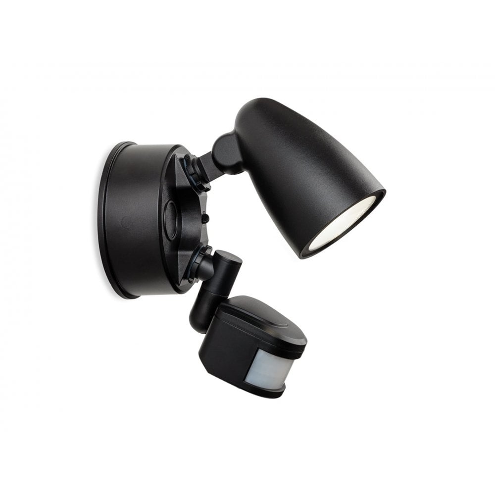 Security LED Single Wall Light with PIR in Black