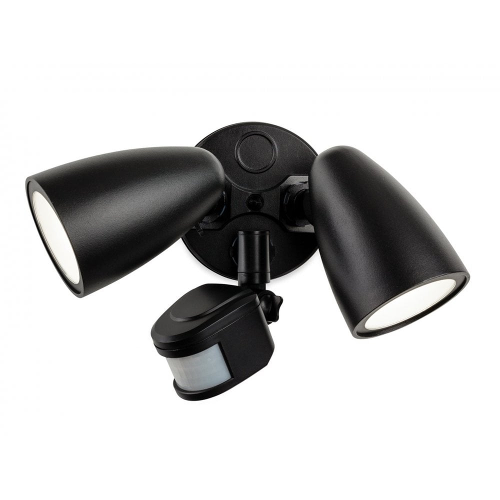 Security LED 2 Light Wall Light with PIR in Black