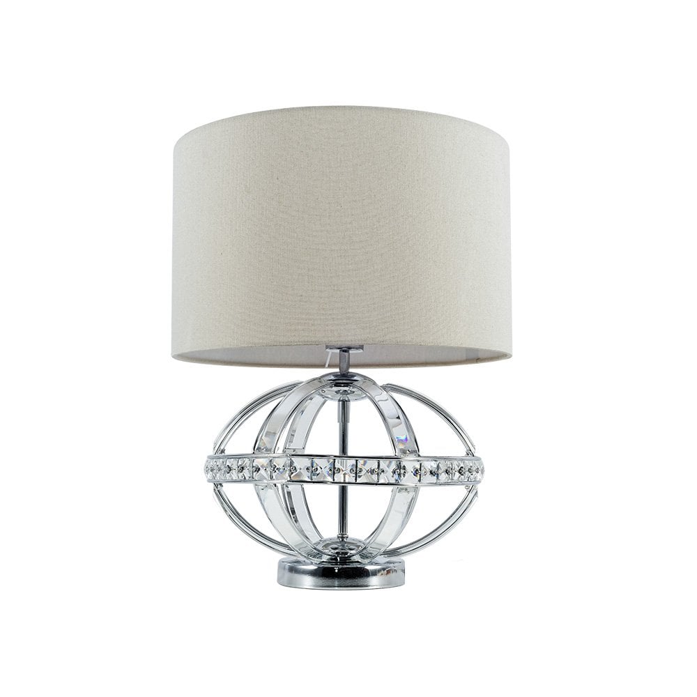 Laura Polished Chrome Crystal Table Lamp C/W Shade