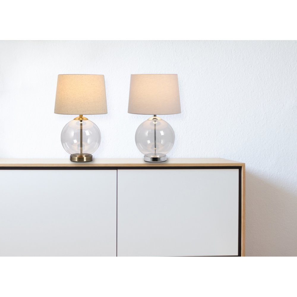 Lewis Polished Chrome & Glass Table Lamp C/W Shade