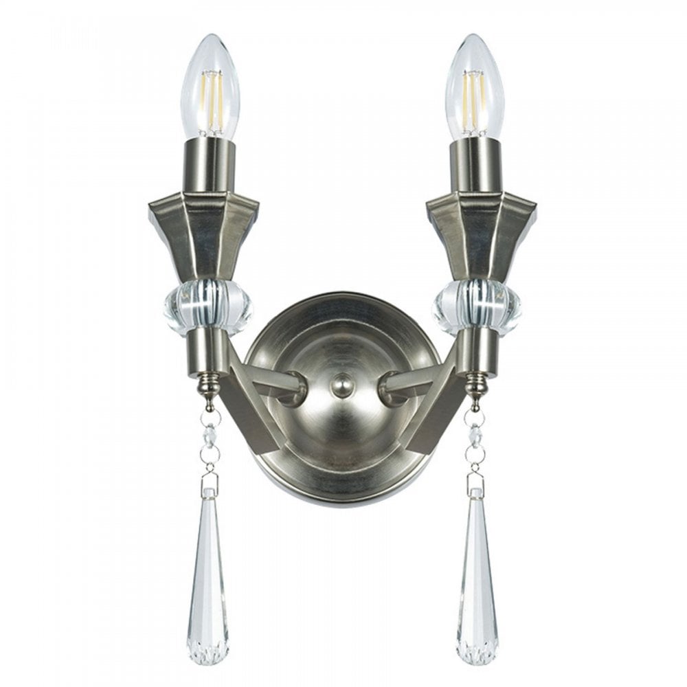 Sophia Satin Chrome Crystal Wall Light