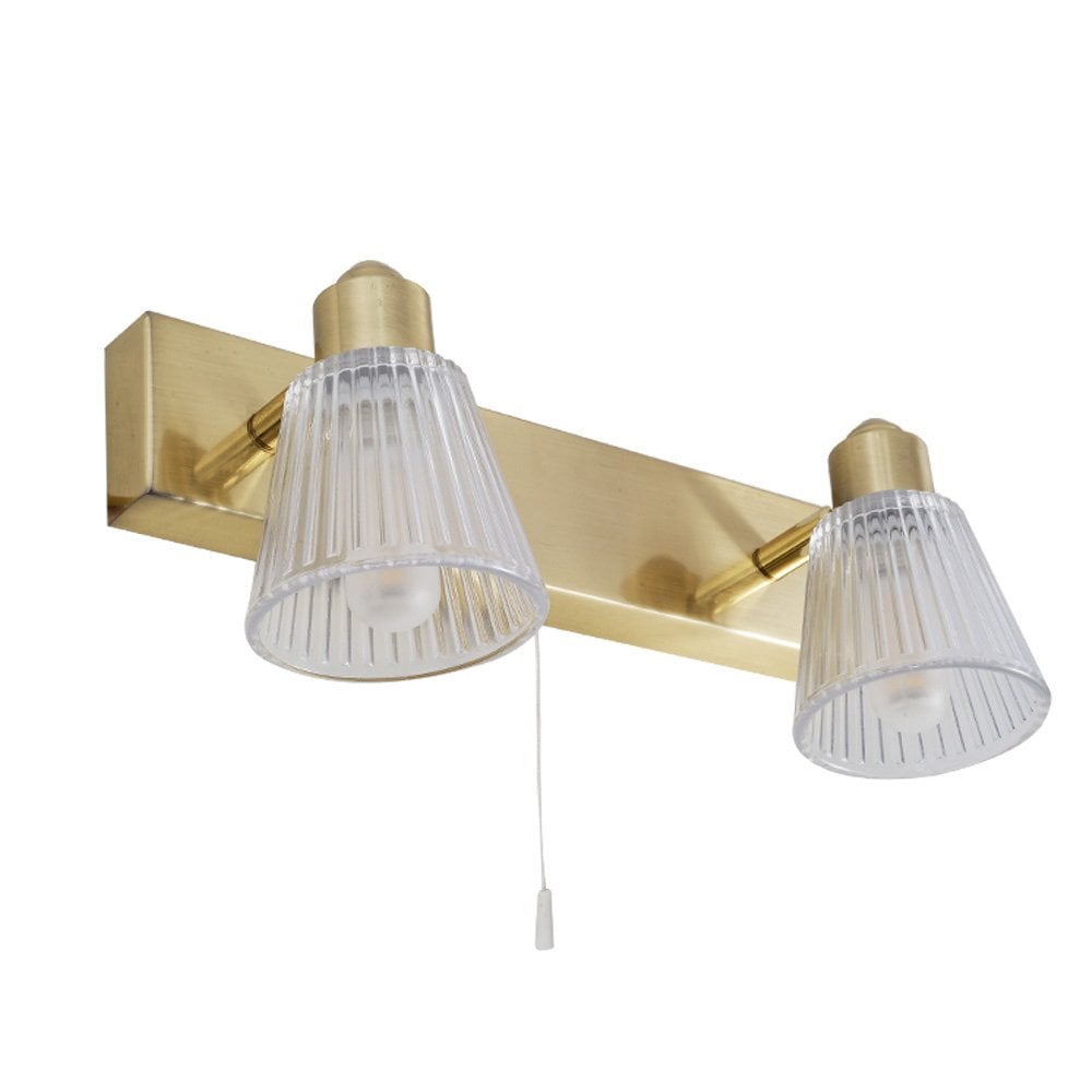 Gatsby 2 Light Satin Brass Bathroom Wall Light IP44