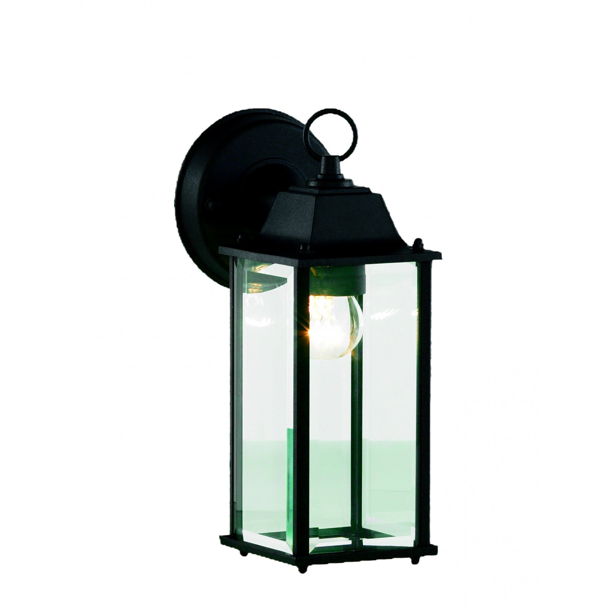 Ceres Black Outdoor Wall Lantern Bevelled Glass