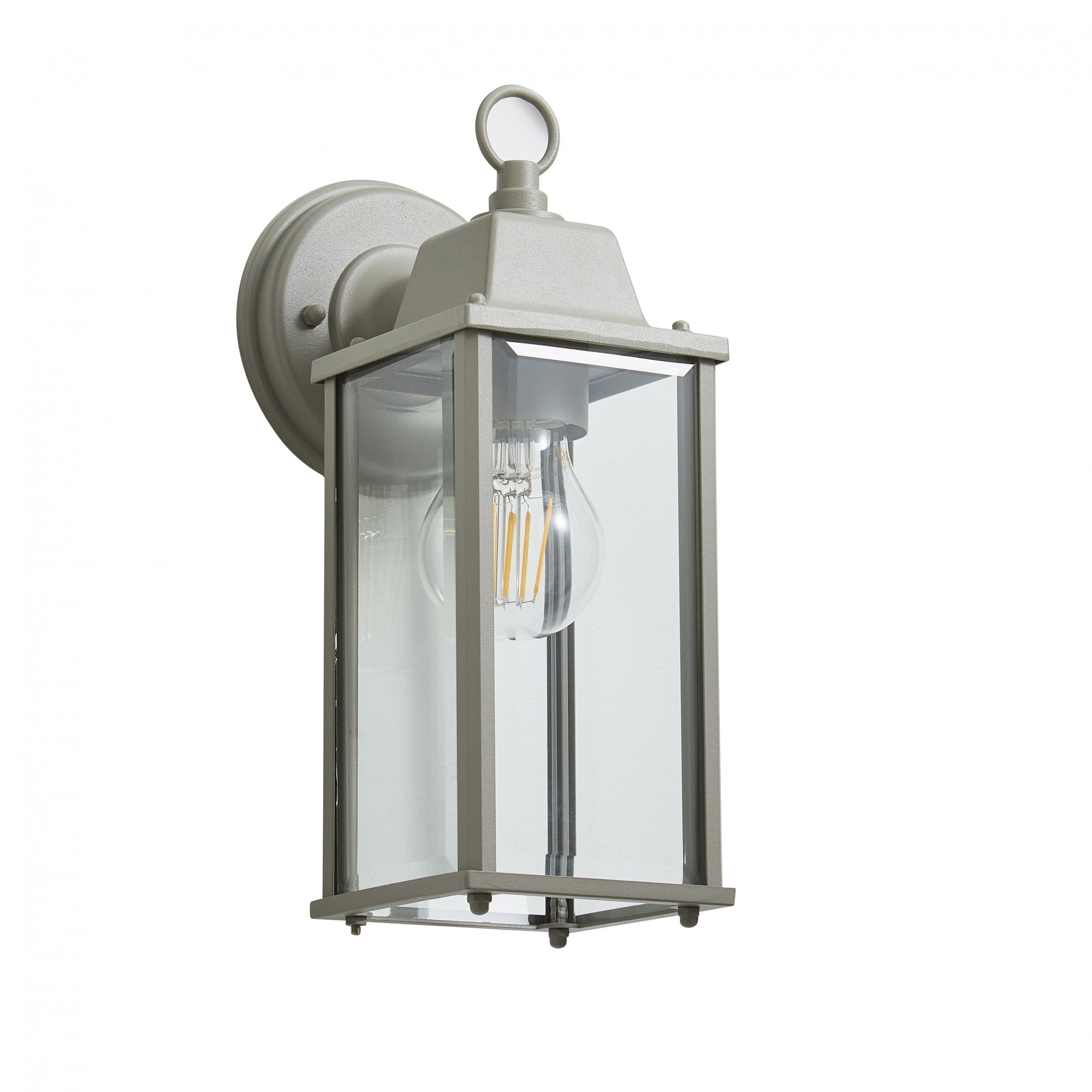 Ceres Dove Grey Outdoor Wall Lantern Bevelled Glass