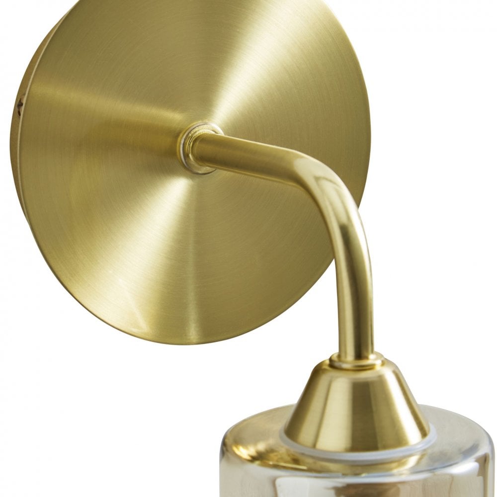 Patras Wall Light in Satin Brass & Champagne Glass IP44