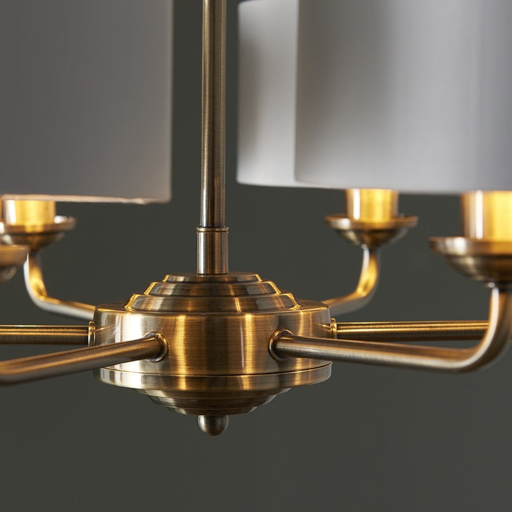 Highclere 6 Light Multi Arm Pendant in Bright Nickel C/W Charcoal Shades