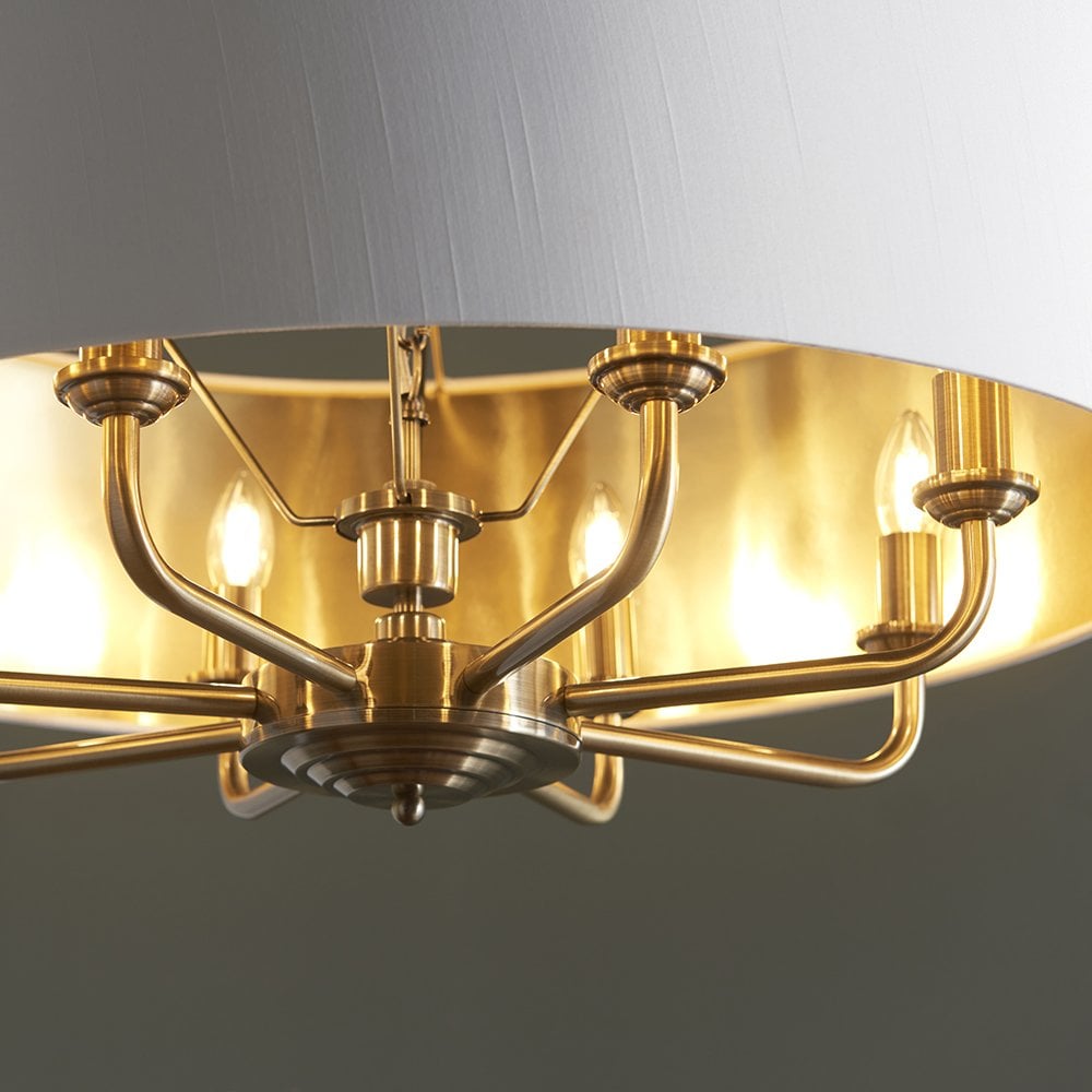 Highclere 8 Light Drum Pendant Bright Nickel C/W Charcoal Shade