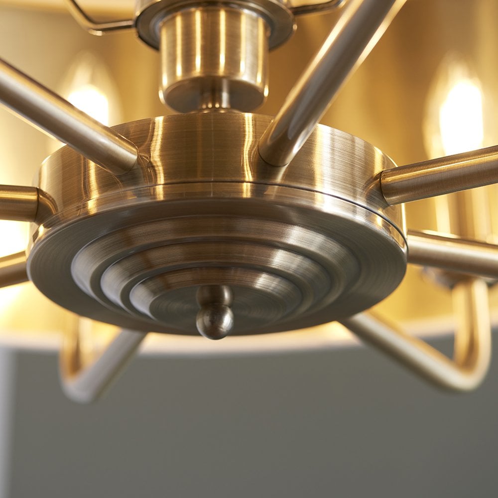 Highclere 8 Light Drum Pendant Bright Nickel C/W Charcoal Shade