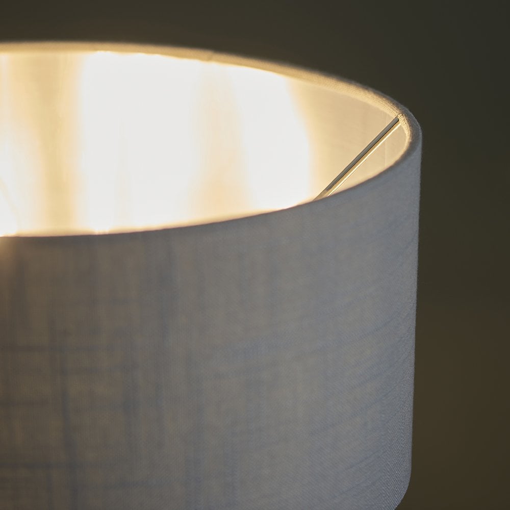 Highclere 3 Light Table Lamp in Bright Nicke; & Charcoal Shade