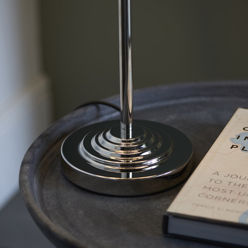 Highclere 3 Light Table Lamp in Bright Nicke; & Charcoal Shade
