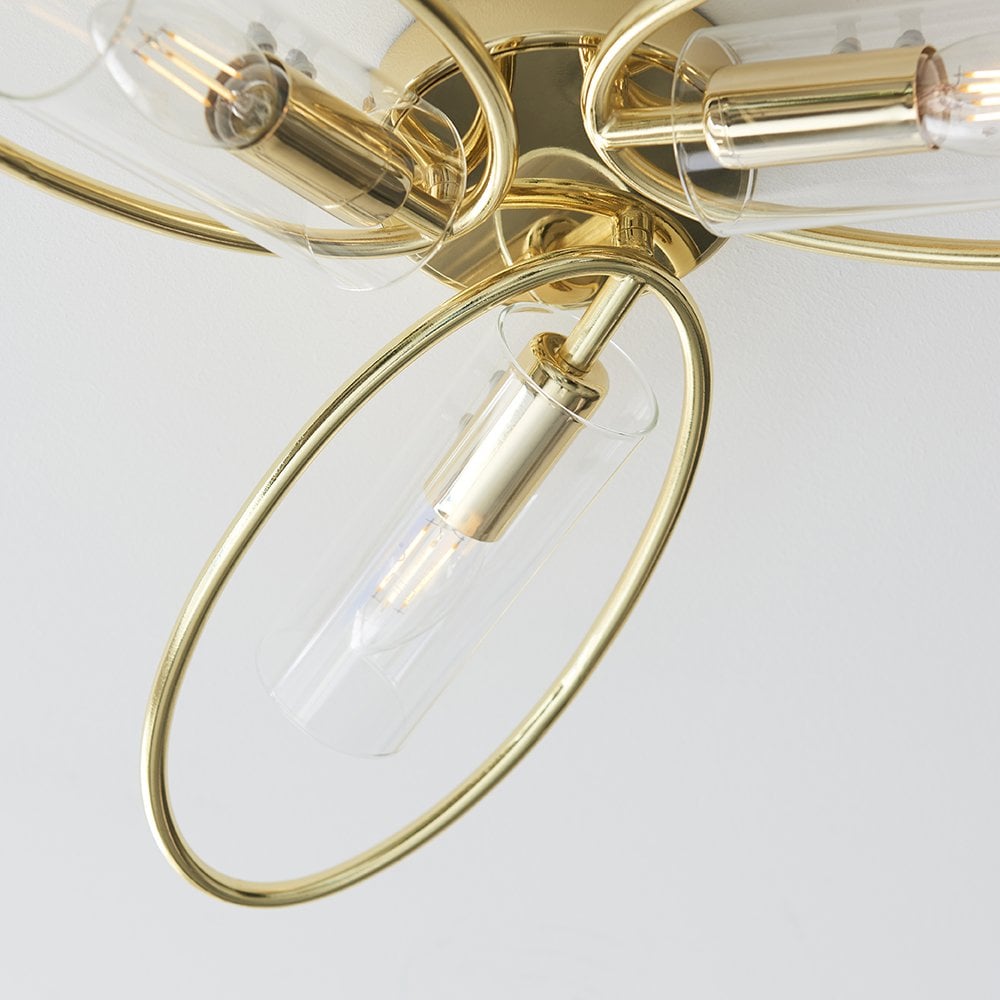 Amari Polished Brass 3 Light Semi flush Fitting