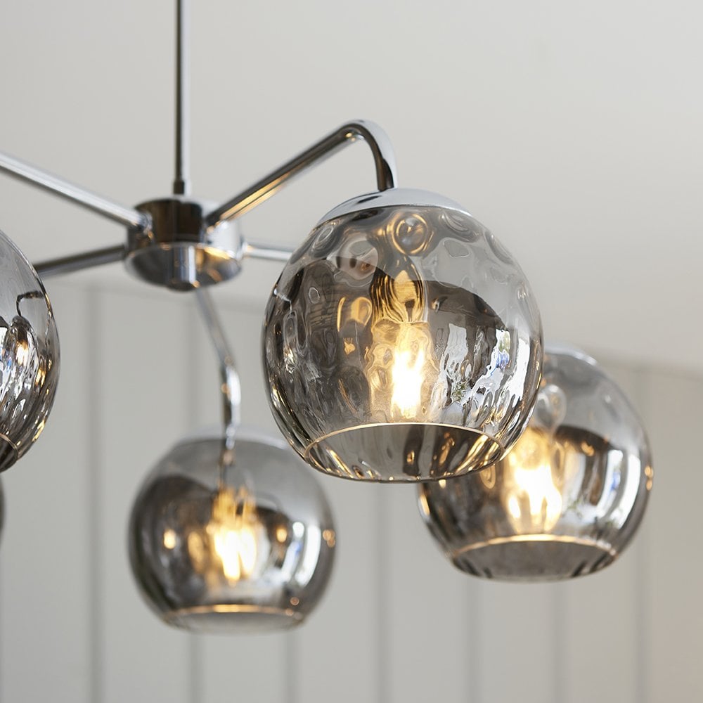 Dimple 5 Light Polished Chrome with Smoked Glass Semi Flush