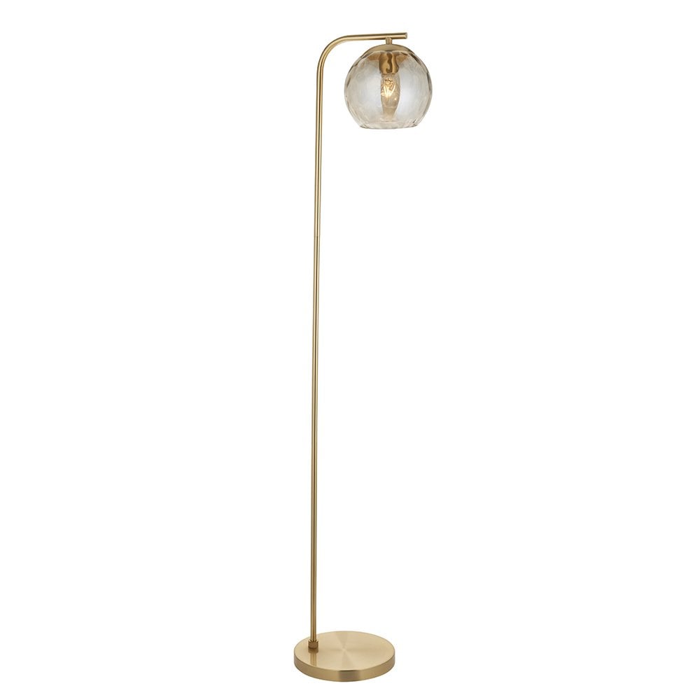 Dimple Brushed Brass & Champagne Glass Floor Lamp